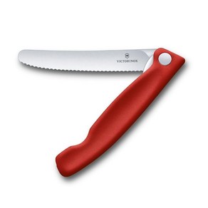 VICTORINOX (빅토리 녹스 폴딩 파링 나이프 잘 드는 접이식 과도 11cm 블레이드 물결칼 레드 완숙한 과일이나 빵도 으깨지 않고 썰 수 있다 식기세척기 사용 가능 스위스클, 1개