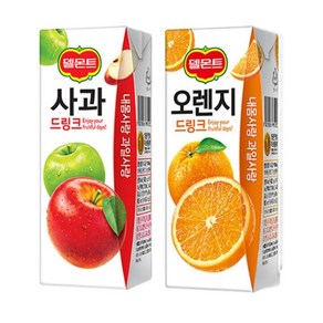 델몬트 오렌지 드링크 190ml 24팩 + 델몬트 사과 드링크 24팩, 48개