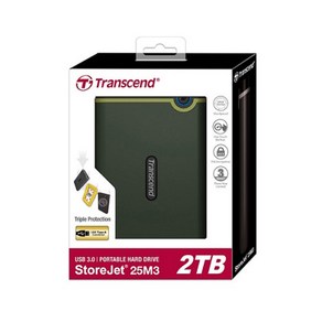 트랜센드 충격방지용 외장HDD Tanscend StoeJet SJ25M3E (2TB/그린) (USB3.1) 파인인포