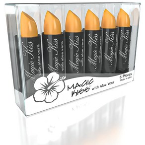 Magic Kiss Lipstick Set Aloe Vea Colo Changing Oange MA 매직 키스 립스틱 세트 알로에 베라 컬러 체인징 오렌지 MADE IN US, 1개