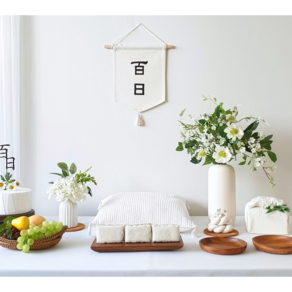[한복 가채/정자관 모형백설기 이름카드 제작 무료] 셀프 백일상 대여 돌상 100일상 차림, 1개, 나래