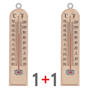 [대형 온도계 2개 묶음] (원목 온도계 B타입 대형 1P+1P) 벽걸이 나무 아날로그 실내 온도계 섭씨 화씨 막대형
