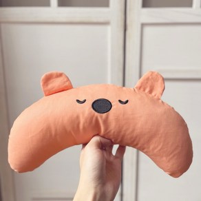 펫씨스터 강아지 반달베개 고양이 필로우 커버분리 세탁 애견 턱배개 애착베개, 오렌지, 1개