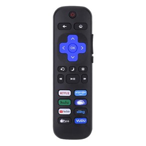Roku TV용 리모컨 TCL /Hisense /Insignia /Element/Westinghouse /Hitachi용 적외선 컨트롤러(8개의 핫키 포함), 1개