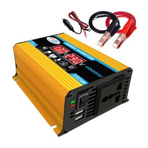 차량용인버터 캠핑용 4000W 순수 사인파 자동차 전원 인버터 DC 12V ~ AC 220V 110V 전압 변압기 자동차 가정용 듀얼 USB 전원 소켓 변환기, 1개