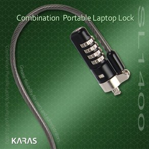 [KARAS] 다이얼형 잠금장치 SL1400 [켄싱턴락/와이어] 노트북 도난방지, 상세페이지 참조