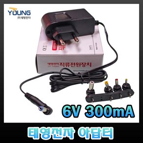 태영전자 6V 아답터 300mA 500mA 1A 2A SMPS 코드형 벽꽂이형 전자식 직류전원장치, 1개, 6V300mA(벽꽂이타입)