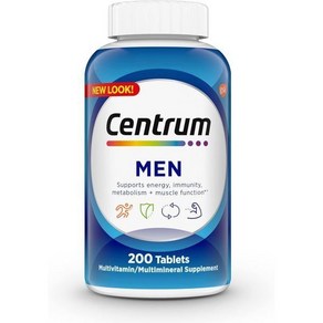 Centum Multivitamin fo Men MultivitaminVitaminal Supply with Vitamin D3 B 비타민 및 항산화제 글루텐 프리 NonG, New, 200 Count (Pack of 1), 1개, 200정