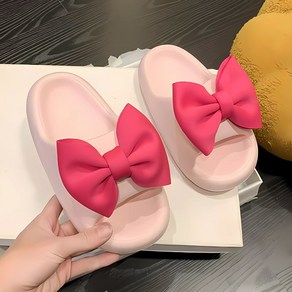 루엘리아 핑크 리본 슬리퍼 층간소음 거실화 무소음 사무실 발편한 EVA 실내화