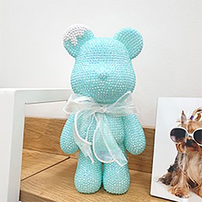 DIY 보석십자수 비즈베어 취미 생활 집콕놀이, 1개, 민트&화이트