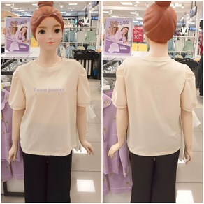 [에꼴리에] 22년 여름신상! **품질좋은 퍼프소매 블라우스티~ 빠른배송** 주니어 여아용 심플 단정하며 멋스럽고 모던하며 시원한 4.5부 퍼프 소매 블라우스티