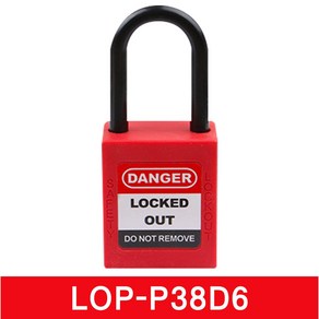 LOTO SAFE 나일론 절연 안전 잠금 자물쇠 LOP-P38D6, 공동키(KA), 레드(Red), 1개