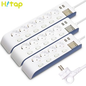 현대일렉트릭 하이탭 개별 스위치 USB 충전 2포트 2800W 국산 안전 멀티탭, 5구, 1개, 1.5m