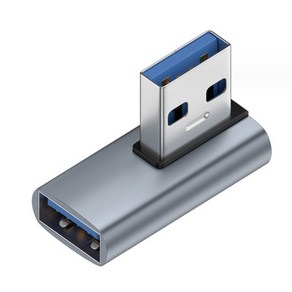 [티테크놀로지] USB-A 3.0 to USB-A 3.0 M/F 연장젠더 좌측 90도 회전 꺽임 T-USB3-AMAFLR [그레이], 1개