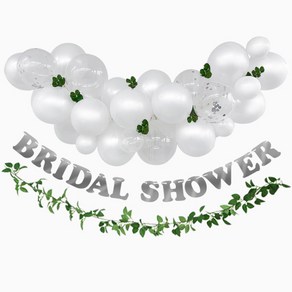 브라이덜 샤워 화이트 풍선 가랜드 세트 홈 파티 용품 장식 소품, BRIDAL SHOWER 가랜드 + 화이트 벌룬 세트, 1세트