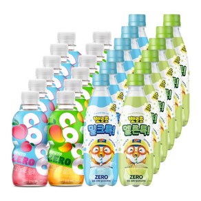 [뽀로로 펫오프너 4개 증정] 팔도 제로 혼합 24개 세트 / 코코뿌요 제로 280ml (애플망고6+복숭아6) + 뽀로로 제로 335ml (밀크톡6+멜론톡6)