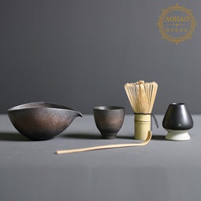 AOHAO 말차 다완 1/4PCS 세트 matcha whisk, 브라운, 5개