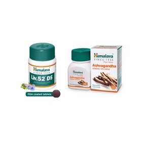 Himalaya Combo Pack of Liv. 52 DS Tablet (60) & Ashwagandha Tablet (60), 1개, 60정