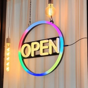 LED간판 오픈 영업중 전광판 네온 open 사인 보드 레인보우OPEN 40x40