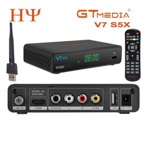 GTMEDIA 위성 TV 리시버 DVB S S2 S2X H .265 8bit 지지대 HD 1080P USB 와이파이 EU 플러그 V7 S5X