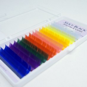 실키블랙 속눈썹 컬러 래쉬 다크브라운 갈색 칼라 연장재료, 컬러믹스(8가지 다양한색), C컬, 10mm, 1개