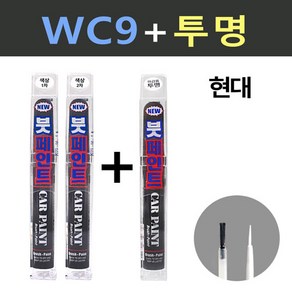 일신 현대 WC9 화이트크림 2개세트 붓페인트 + 투명마감용 붓페인트 15ml