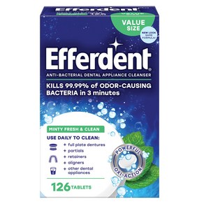 Efferdent Retainer Cleaning Tablets Denture Clean Efferdent 리테이너 세척 정제 치과 기구용 의치 세척 정제 Minty Fres