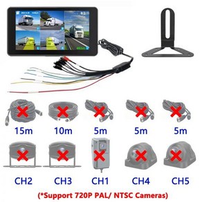 어라운드뷰 후방카메라 5 채널 10.1 ''AHD 모니터 시스템 자동차버스트럭 CCTV DVR 카메라 용 BSD 터치 스크린 컬러 야간 투시경 주차 레코더 176183