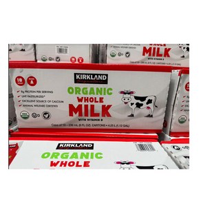 Kikland Signatue Oganic Whole Milk 8 oz 18-pack 커클랜드 통 우유 18입, 18개, 236ml