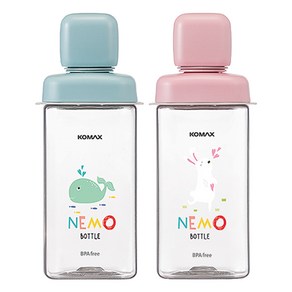 코멕스 네모물병 430ml X 2종(민트고래+핑크토끼)