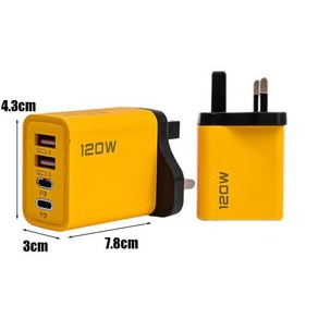 120W 고속 충전 휴대폰 4 포트 QC3.0 B C타입 듀얼 PD 벽 어댑터 EU UK 플러그 아이폰 15, UK Chage, 한개옵션1