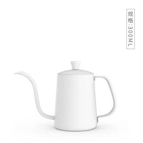 Timemoe Fish03 스테인리스 스틸 구즈넥 커피 주전자 가정용, 1개, 300ML white