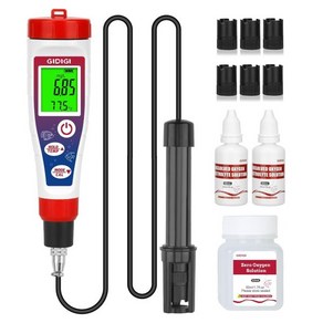 디지털 용존 산소 측정기 4.92피트 프로브 케이블 포함 용존 산소 검사 키트 액세서리 포함 DO 미터 산소 분석기 어항 와인 폐수용 수족관 연못 물 테스트 키트 0.0-4, 디지털 용존 산소 측정기, 4.92피트 프로브 케이블