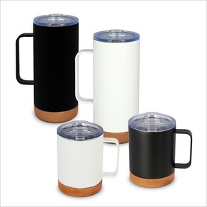 [물병공장]코르크 손잡이 머그 350ml 500ml, 355ml, 화이트, 1개