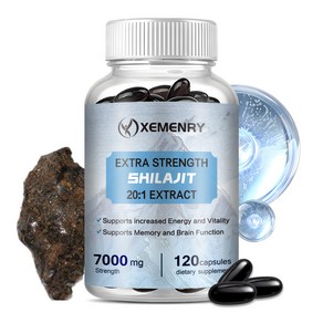 XEMENRY 순수 유기농 히말라야 실라짓 20:1 추출물 캡슐당 7000mg 풀빅산 50% 20배 더 강력하고 미량 미네랄이 풍부하여 기억력과 집중력을 향상시킵니다., 3박스, 120정