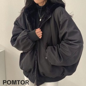 POMTOR 여성 루즈핏 캐주얼 데일리 겨울 숏패딩