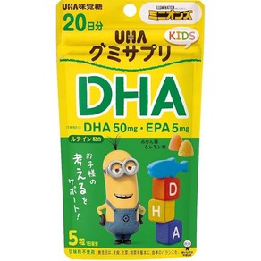 UHA UHA미각 설탕 구미젤리 서플리키즈(KIDS) DHA 귤-레몬 맛 모듬 스탠드 파우치, 1개