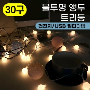 솔라콤 불투명 앵두 LED 트리등 건전지 USB 멀티 겸용 리모컨형 인테리어 장식 전구, 30구 (흰빛)