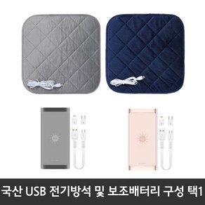 [쏭쏭이] 국산 KC인증 전자파없는 유모차 학교 사무실 캠핑 차량 엉따 극세사 usb 전기방석 온열매트 보조배터리 (구성택1)