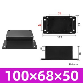 흡음 방음박스 방음상자 방수 블랙 플라스틱 인클로저 박스 전자 Ip67 프로젝트 계기 케이스 ABS 야외 정션 하우징, 100x68x50 Ea, 1개