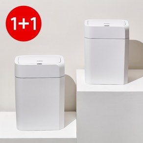[1+1 2개 구성] 미엘루 냄새차단 모션인식 자동 센서 휴지통 12L+16L 사각 쓰레기통 기저귀 화장실