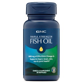 GNC 피시 오일 Fish Oil 1000mg EPA DHA 오메가-3 30소프트젤, 30정, 1개