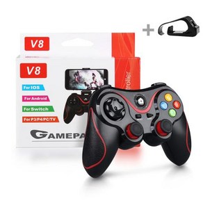 PS3PS4스위치 콘솔 액세서리 용 안드로이드 게임 패드 Controle PC 조이스틱 용 무선 블루투스 호환 게임 컨트롤러, With holder, 1개