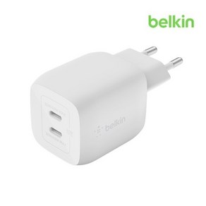 [Belkin] 45W PD3.0 고속충전기 [2포트] [WCH011k], 화이트, 1개