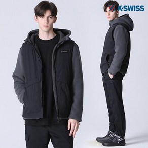 [케이스위스(K-SWISS)] 부착형 후리스 후드 패딩점퍼