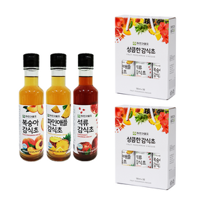 자연과발효 3년숙성 자연발효 복숭아 파인애플 석류 감식초 180ml 3병 세트