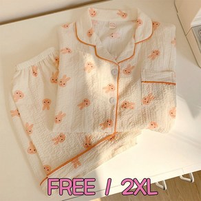 홈웨어 반팔 상하세트 잠옷 free / 2XL 사이즈 시원한 지지미 원단