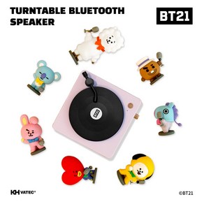 BT21 턴테이블 블루투스 스피커 라인캐릭터 AUX단자 C타입 FM라디오 COOKY 쿠키, 코야