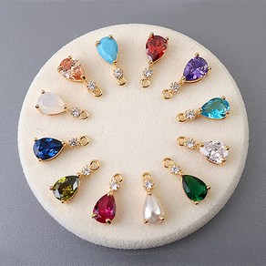 싼비즈 [7313-05]탄생석펜던트 큐빅탄생석물방울 5x12mm 골드 1개