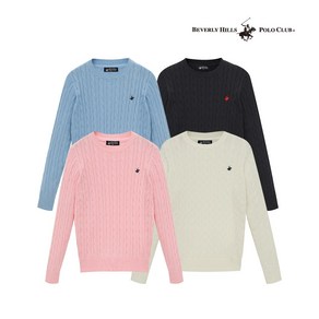 [비버리힐스폴로클럽]여성 케이블 라운드넥 니트 TS410